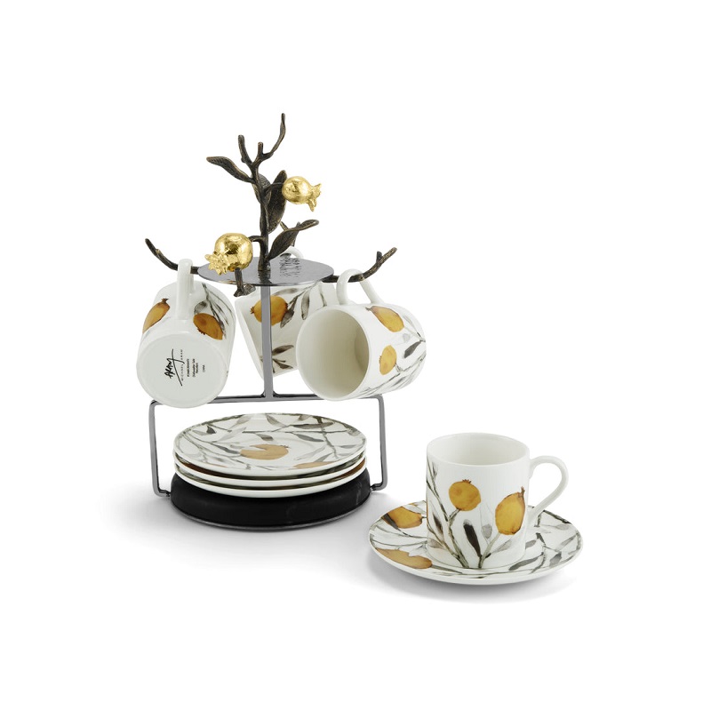 komplekt-chashi-chiniiki-pomegranate-demitasse-set-michael-aram комплект чаши и чинийки със стойка michael aram pomegranate demitasse set