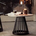 маса tom dixon fan black base white marble top 60 cm