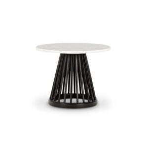 маса tom dixon fan black base white marble top 60 cm