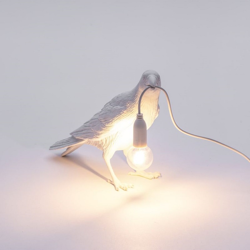 настолна лампа seletti bird waiting white outdoor