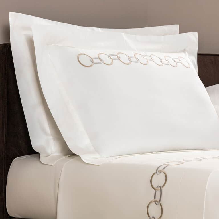 калъфка за възглавница frette links embroidery boudoir white savage beige 30x40