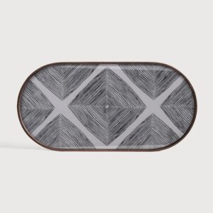 поднос ethnicraft linear squares slate oblong