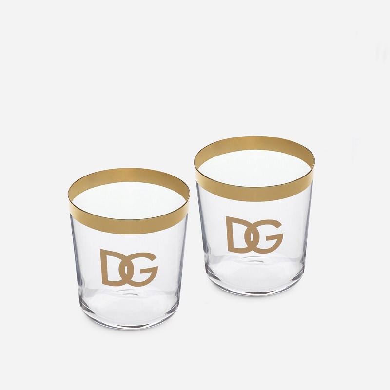 set-x2-chashi-za-voda-dg-logo-gold-dolce-gabbana сет от 2 броя чаши за вода dolce and gabbana dg logo gold