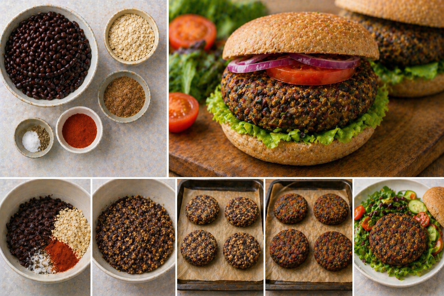 Веджи бургери с черен боб Veggie burgers with black beans
