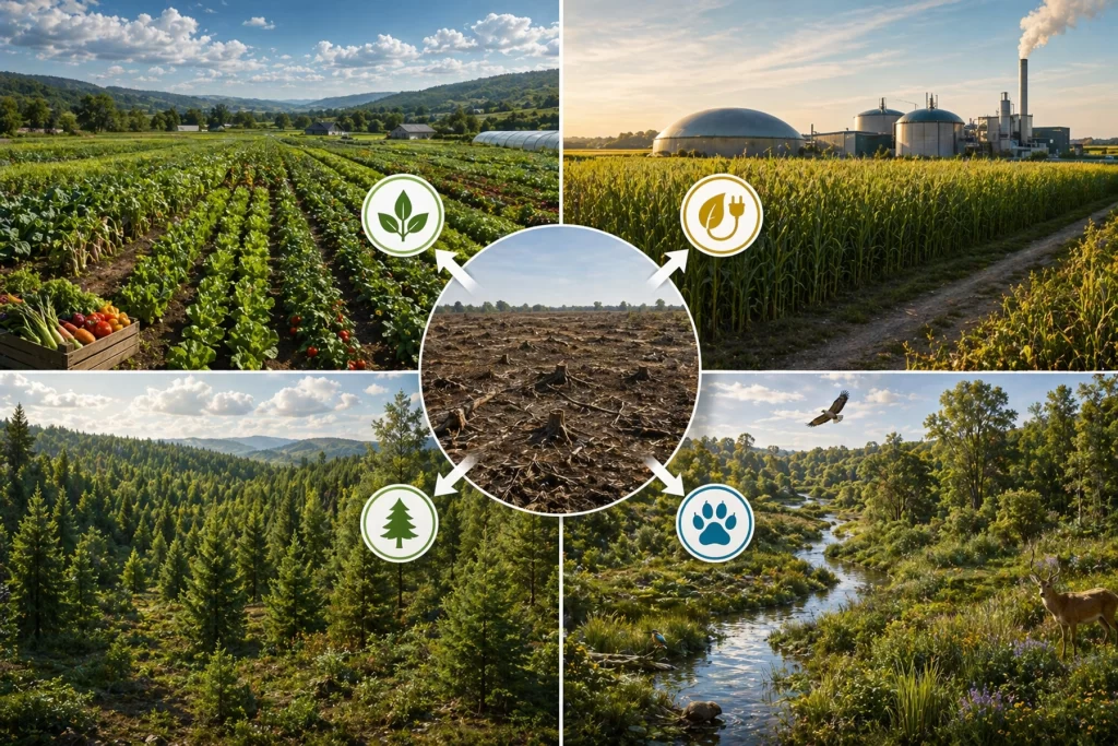Начини за употреба на освободената земя Ways to use the conserved land
