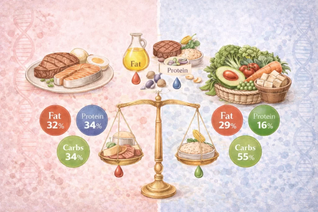 сравнение на макронутриентите Comparison of macronutrients