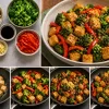 Пържено тофу и зеленчуци Fried tofu and vegetables