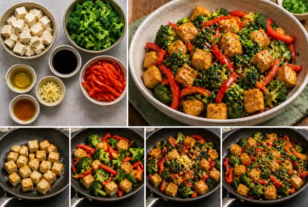 Пържено тофу и зеленчуци Fried tofu and vegetables
